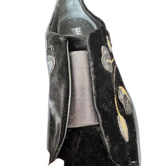 Fratelli Rossetti Unique Italian Black Velvet Gold Embroidery SlipOn Flats 8.5 W - Picture 8 of 10